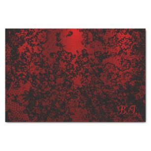 Papel De Seda Elegante vibrante floral à moda preto vermelho do