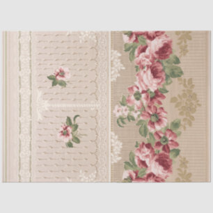 Papel De Seda Elegante Victorian Rosa Garlands