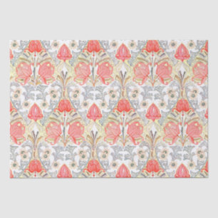 Papel De Seda Elegante Vintage Art Nouveau Coral Flower Patterno