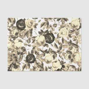 Papel De Seda Elegante Vintage Beige Rosas Floral