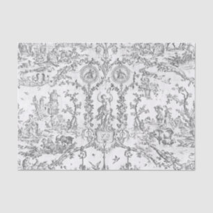 Papel De Seda Elegante Vintage Cinza Toile de Campo Francês Sofi