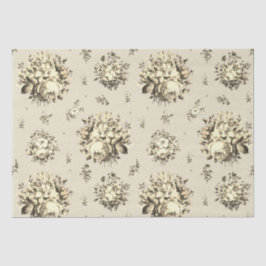Papel De Seda Elegante Vintage Cream Beige Rosas Floral Padrão