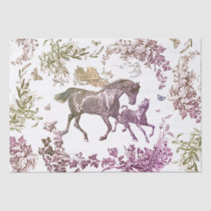 Papel De Seda Elegante Vintage Dourado Torre Floral Cavalo Borgo