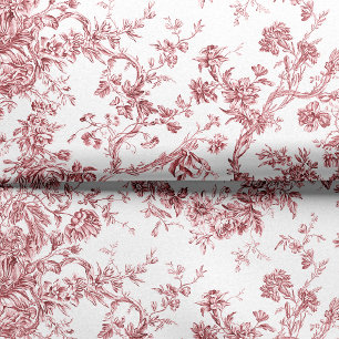Papel De Seda Elegante Vintage Francês Gravado Floral Toile-Pink