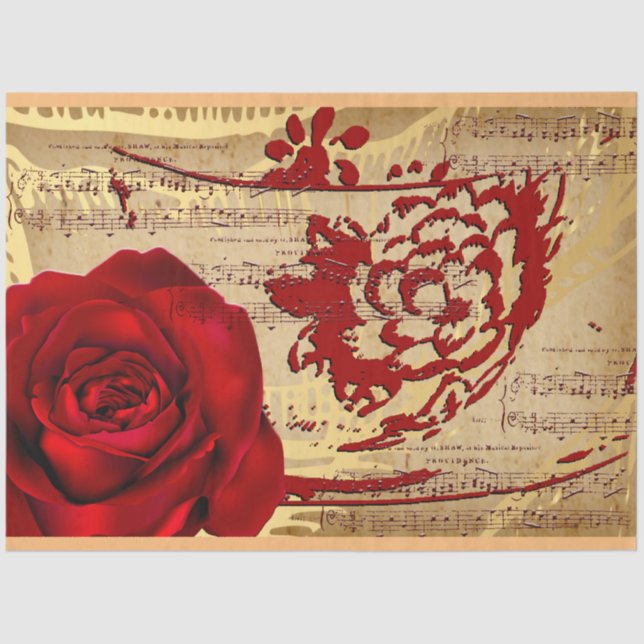 Papel De Seda Elegante Vintage Music Tissue Paper (Frente )
