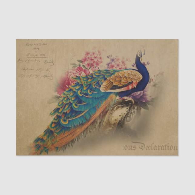 Papel De Seda Elegante Vintage Peacock (Frente )