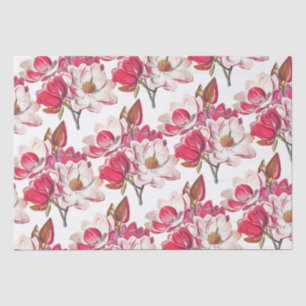 Papel De Seda Elegante Vintage Rosa Magnolia Branca