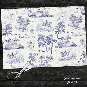 Papel De Seda Elegante Vintage, Tapete de Caça ao Cavalo Azul Fr