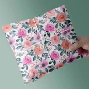 Papel De Seda Elegante Watercolor Floral Vintage Blooms