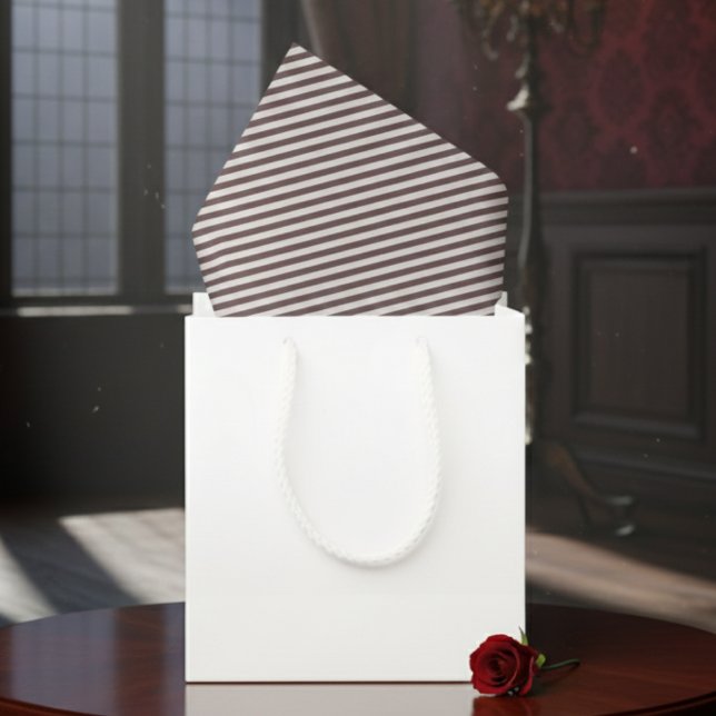 Papel De Seda Elegante White e Plum Dark Halloween Strik (Classic Dark Gothic Striped Tissue Paper. Elegant Retro White and Plum Stripes Geometric Pattern)