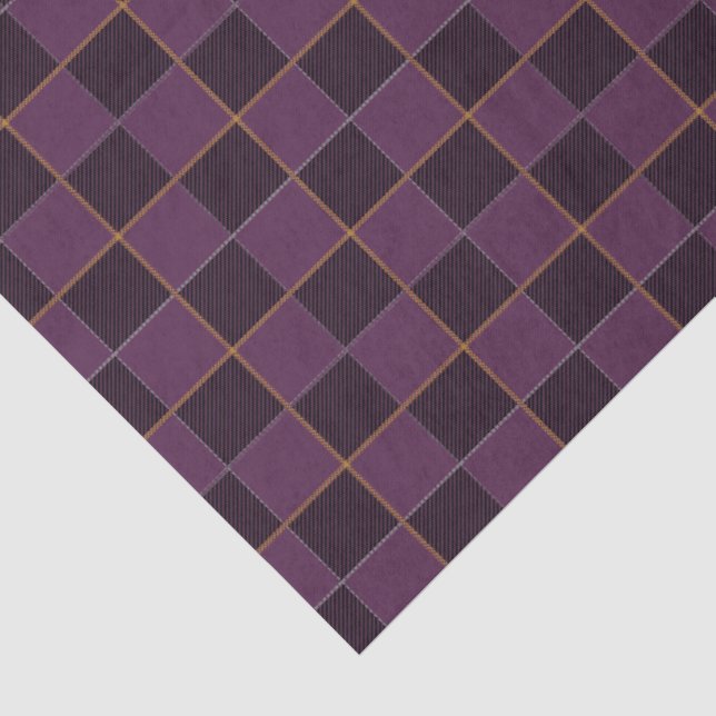 Papel De Seda Elegante Xadrez Ameixa e Dourado (Detalhes )