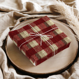 Papel De Seda Elegante Xadrez Burgundy Marfim Ferrugem Vermelho
