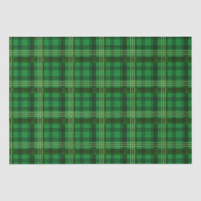 Papel De Seda Elegante Xadrez Verde de Natal das Festas (Frente )