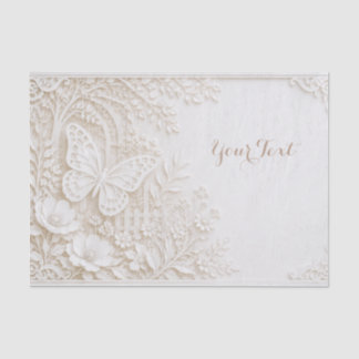 Papel De Seda Eleganter Papercut Schmetterling mit Blumenrahmen