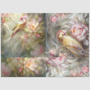 Papel De Seda Elegantes Aves Safari Florais Efêmeras Decoupage