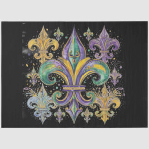 Papel De Seda Elegantes Cores de Mardi Gras Preto Decoupage