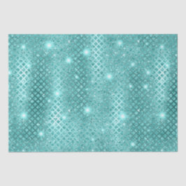 Papel De Seda Elegantes Diamantes Azuis Metallic Padrão de Brilh