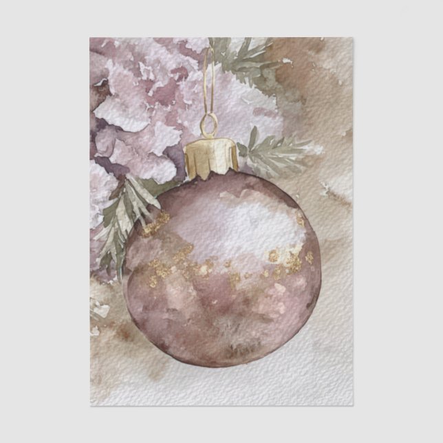 Papel De Seda Elegantes e Festivas Bolas de Natal e Flores (Frente )