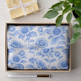 Papel De Seda Elegantes Girassóis Toile du Jouy – Botânico Azul