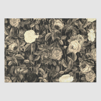 Papel De Seda Elegantes Rosas Bege Chic Vintage Sombrio