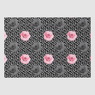 Papel De Seda Elegantes Rosas Cor-de-Rosa e Bolinhas no Estilo S