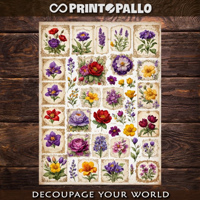 Papel De Seda Elemento de decoupage de flores e plantas para rec (Criador carregado)