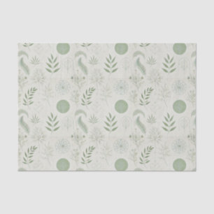 Papel De Seda Elementos à Base de Plantas em Sage Green