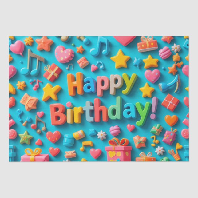 Papel De Seda Elementos Coloridos de Celebração de Aniversário (Frente )