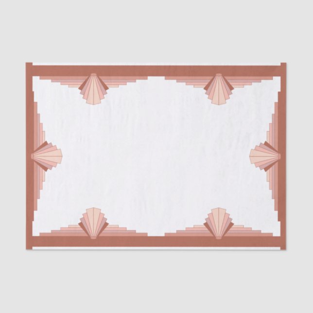 Papel De Seda Elementos de arte deco numa paleta dourada rosa (Frente )