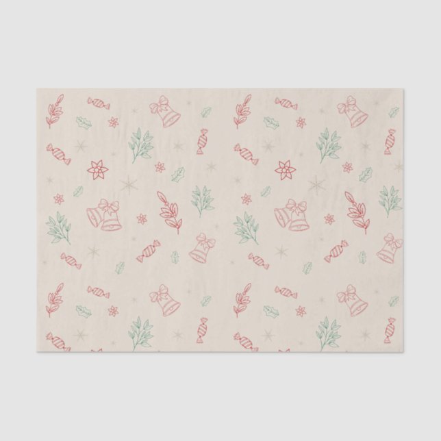 Papel De Seda Elementos de Natal Mínimos Bonitos (Frente )