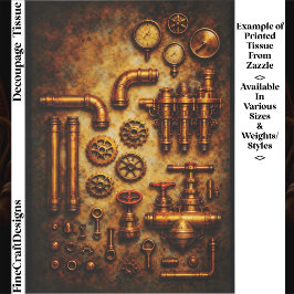 Papel De Seda Elementos Industriais Steampunk Conjunto FH1 Decou