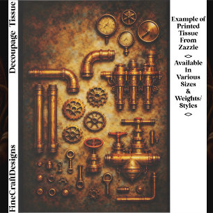 Papel De Seda Elementos Industriais Steampunk Conjunto FH1 Decou