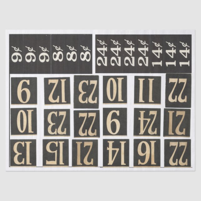 Papel De Seda Elementos numerados do Diário da sucata (Frente )