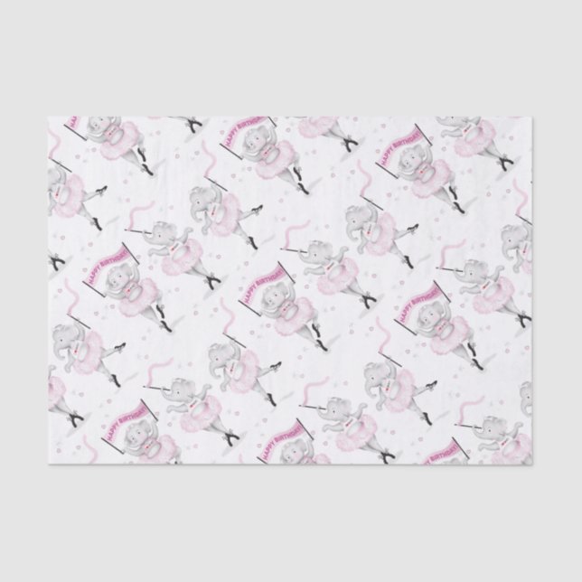 Papel De Seda Elephant Ballerina Dance Birthday (Frente )