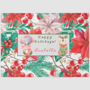 Papel De Seda Elephant e Deer Personalizam Texto e Nome