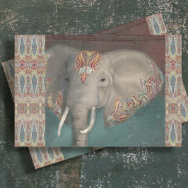 Papel De Seda Elephant Paisley Pattern Blue Vintage Decoupage