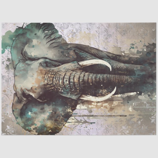 Papel De Seda Elephant Watercolor (Frente )