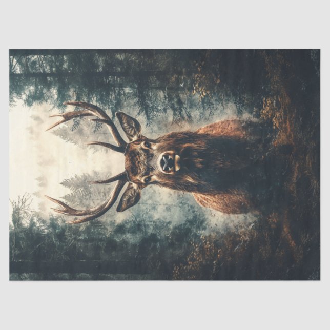 Papel De Seda Elk Dramático na Sequência das Florestas (Frente )