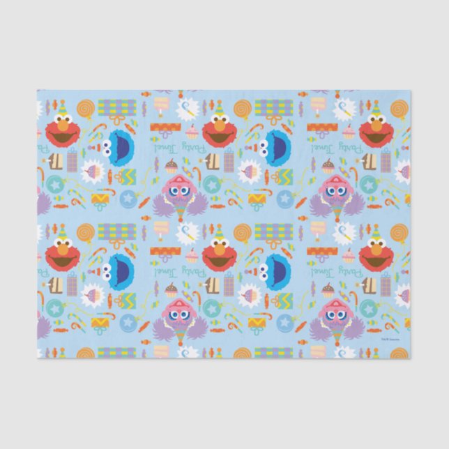 Papel De Seda Elmo e Abby Birthday (Frente )