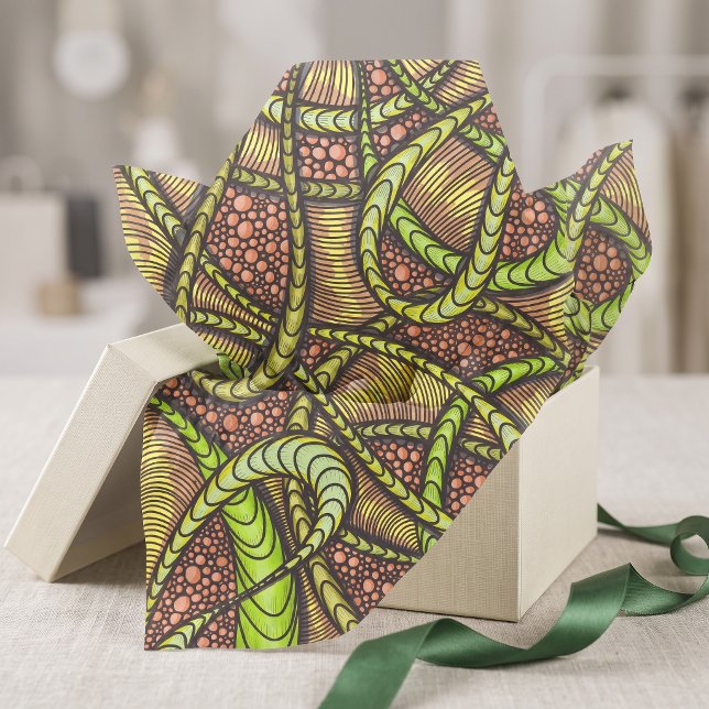 Papel De Seda Embalagem Boutique Abstrata Terrosa Boho Vibrante (Criador carregado)