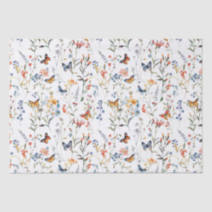 Papel De Seda Embalagem de borboletas de flores silvestres de aq