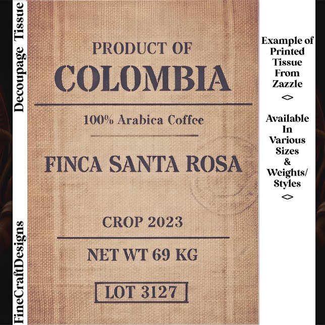 Papel De Seda Embalagem de Café Arábica Rústico FC8 Decoupage (Criador carregado)