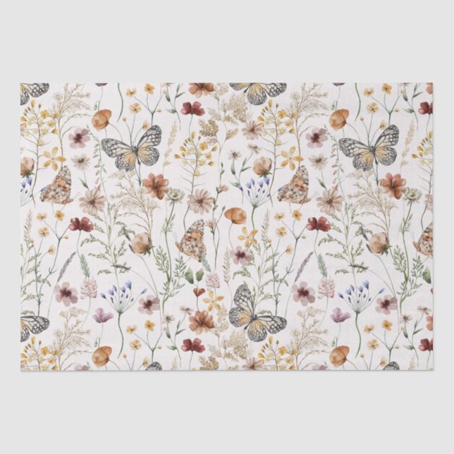Papel De Seda Embalagem de negócios pequenos florais botânicos v (Frente )