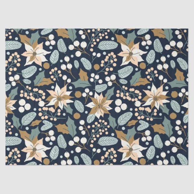 Papel De Seda Embalagem negra de inverno de Poinsettia (Frente )