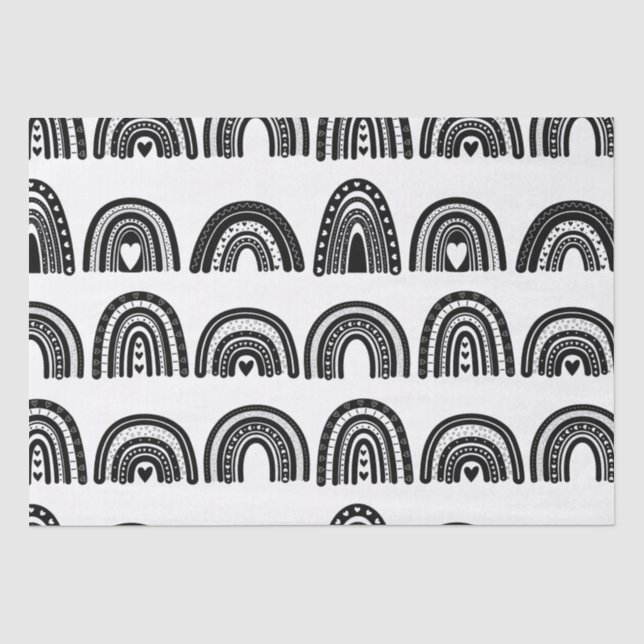 Papel De Seda Embalagem Pequena Empresa Preto Branco Moderno Arc (Frente )