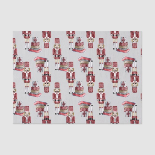 Papel De Seda Embalagens de Noz Vermelho Natal Aquarela (Frente )