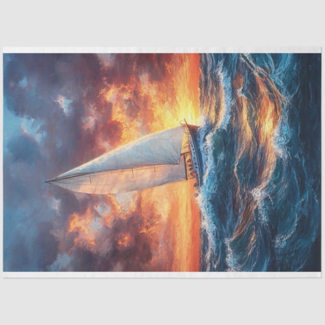 Papel De Seda Embarcação de Navegação em Águas Residuais Rough (Frente )