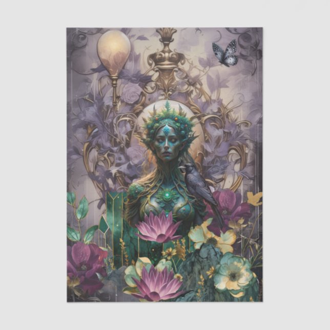 Papel De Seda Emerald Dreams Fantasy Forest Queen Decoupage (Frente )
