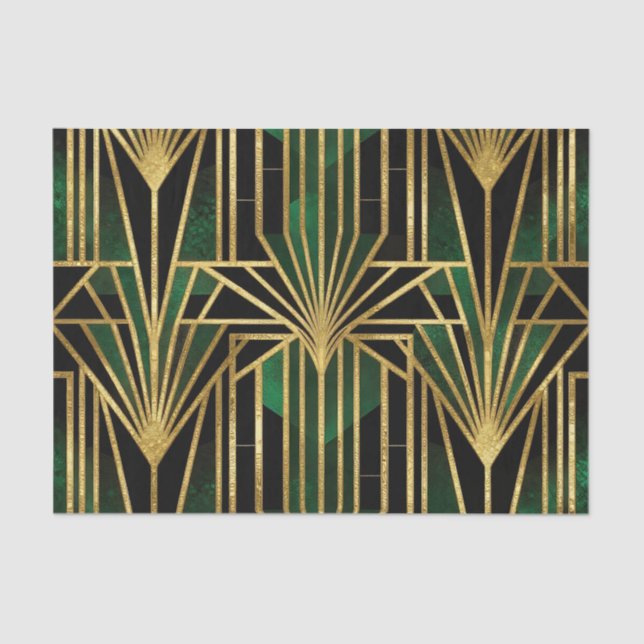 Papel De Seda Emerald Gold Art Deco Glamour (Frente )