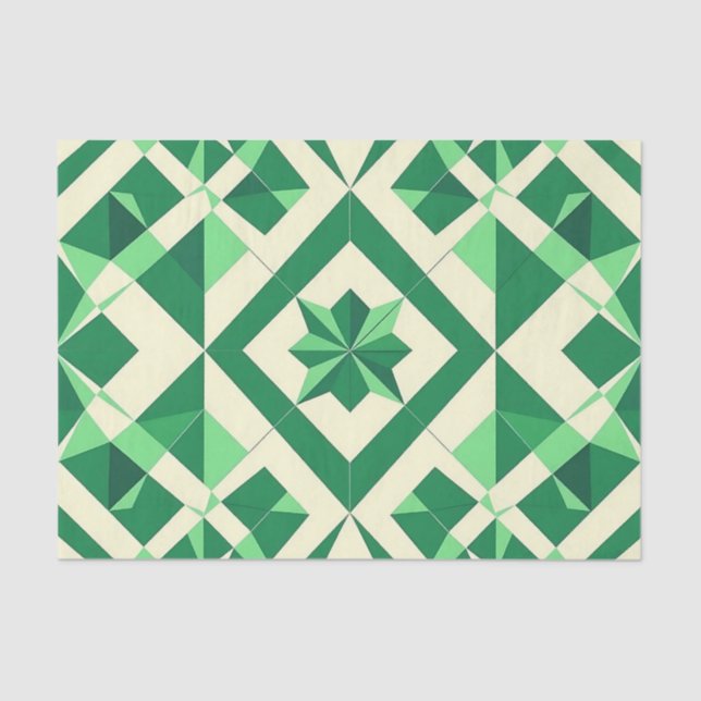 Papel De Seda Emerald Green Geometric Star Pattern (Frente )